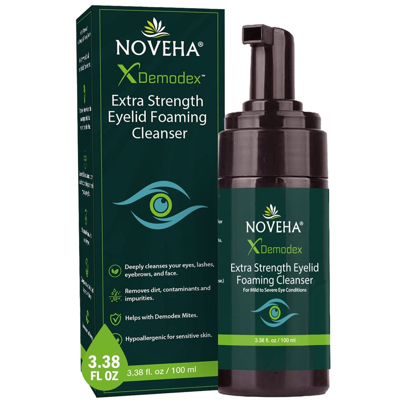 Demodex Eyelid Cleanser Foam Extra Strength Tea Tree Oil Formula Daily Face Wash For Eyelash Demodex MGD Stye Eyes Eye Irritations Skin Dryness 338 fl oz 100ml