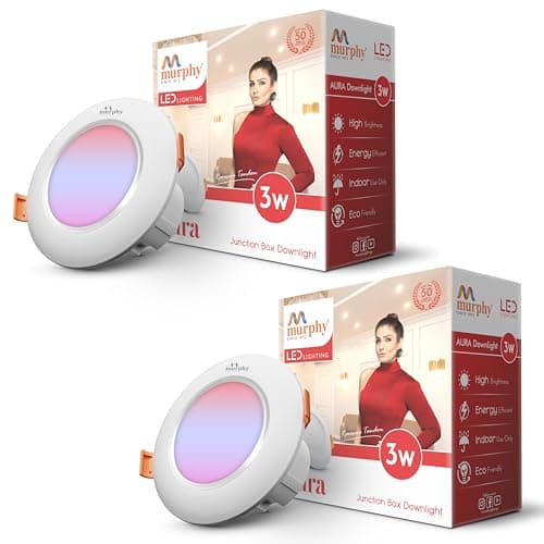 Murphy 3W Aura LED Deep Junction Box 3-in-1 Color Changing Light (Red/Blue/Pink, Pack of 2)(Plastic)