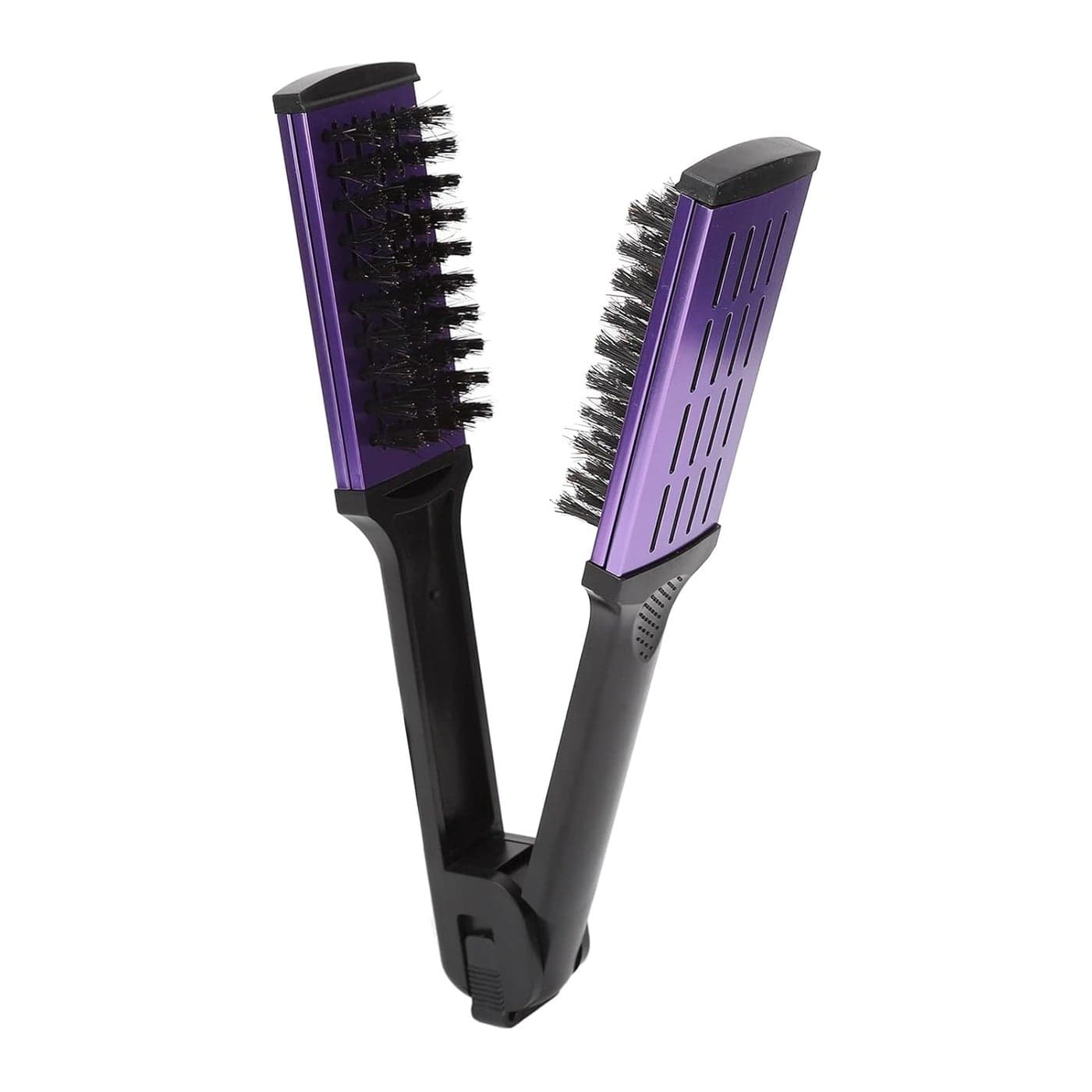 Hair Straightener BrushClamp Hair BrushClamp Brush for Straightening HairDouble Sided Hair Straightener CombAnti Static Artificial Bristle Splint Flat Brush with Ergonomic Handle for Home