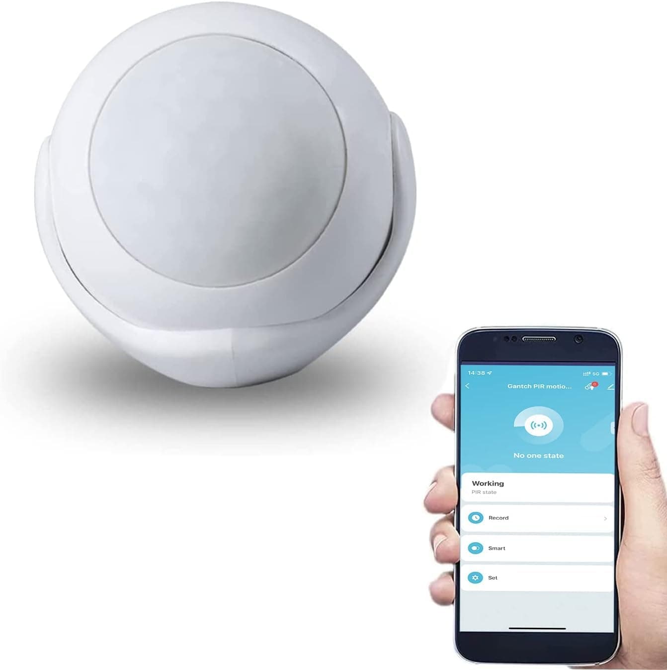 Protium Smart Wireless WIFI PIR Motion Sensor Detector Home Alarm System work with Smart life app (CR123A battery required, not included in pack)