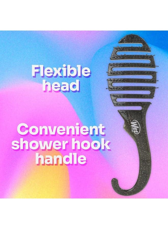 Shower Hair Brush Detangler - Exclusive Ultra-soft IntelliFlex Bristles - Minimizes Pain And Protects Against Split Ends and Breakage - Comb For Women, Men, Wet & Dry Hair - Black Glitter