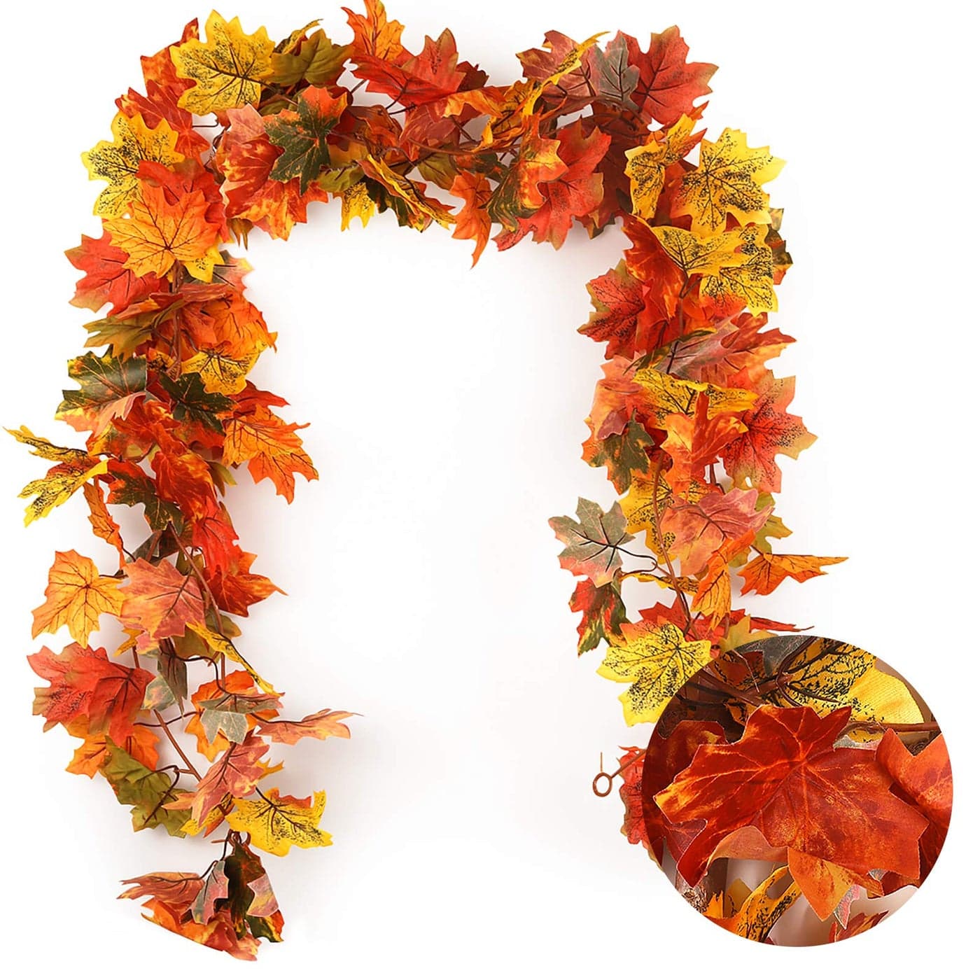 RECUTMS 2 Pack Fall Maple Garland 58 FTPcs Autumn Hanging Fall Leave Vines for Home Garden Wedding Party Thanksgiving Dinner Fireplace Door Frame Doorway Backdrop Christmas Decor