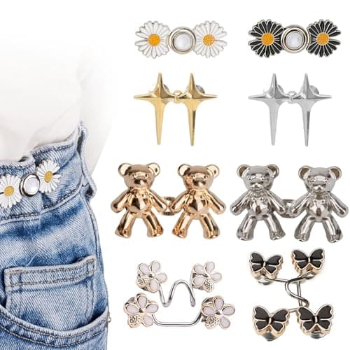 8 Pairs Jeans Tightening Clips, Button Pins for Loose Jeans, Waist Tightener Clip for Women, Adjustable Jeans Button Pins, Pants and Skirts