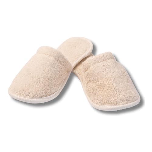 Eco Bath London Natural Toweling Slippers GOTS Certified 100 Organic Cotton Ultra Soft Machine Washable Spa Slippers for Bath and Home NonSlip Sole Eco Friendly Unisex Gift XL