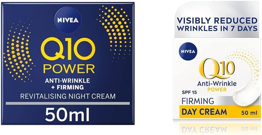 NIVEA Q10 AntiWrinkle Power Revitalising Night Cream 50ml Q10 AntiWrinkle Power Firming Day Cream SPF 15 50ml AntiWrinkle Face Cream with Skin Identical Q10 and Creatine