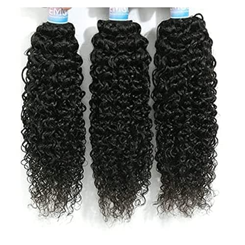 Kinky Curly Human Hair Bundles Thick Curly Weave Virgin Hair Full Head Natural Black Color Can Be Dyed 3 Bundles Total 300g 121416 Inch