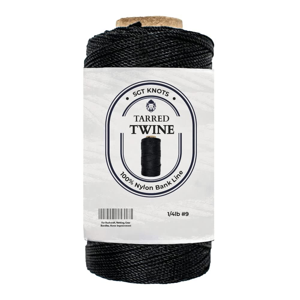 SGT KNOTS Tarred Twine 100 Nylon Bank Line for Bushcraft Netting Gear Bundles Construction Lacing Twisted Cord Weatherproof 914 lb