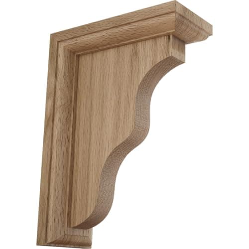 Ekena Millwork BKT02X05X07HARO Hamilton Traditional Wood Brackets, 2 1/4"W x 5"D x 7"H , Red Oak