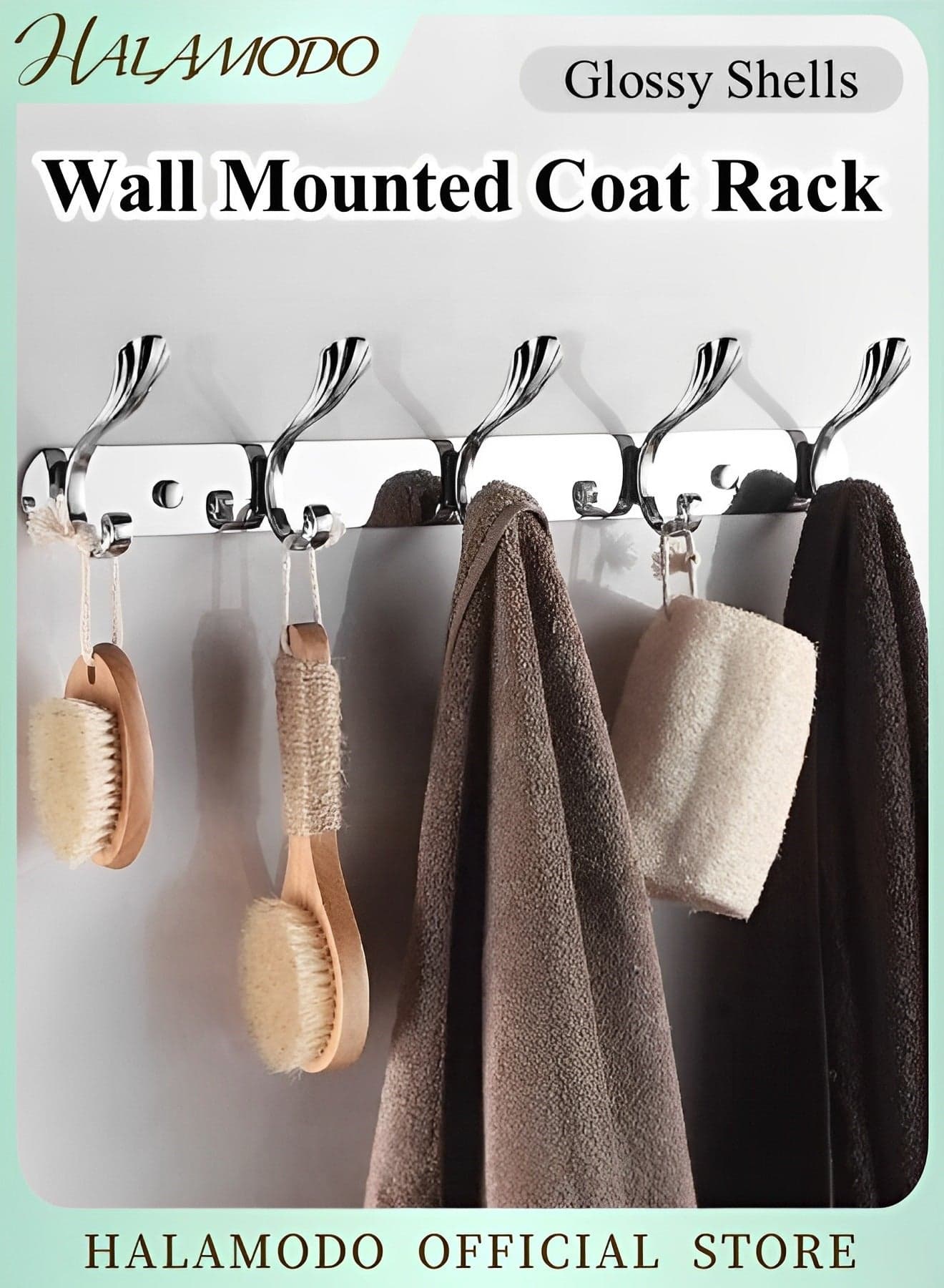Wall Mounted Coat Rack with 5 Hooks Rectangular Wall Mounted Modern Coat Rack for Jacket & Coat & Hat in Mudroom Entryway