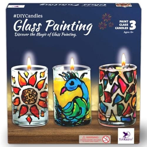 TOYKRAFTT DIY Glass Painting Kit for Kids 6-12, Teens & Adults - Candle Making Art & Craft Kit - Birthday Gifts for Girls Age 8-10, Teenage Girls Gift Items 12-15 Years