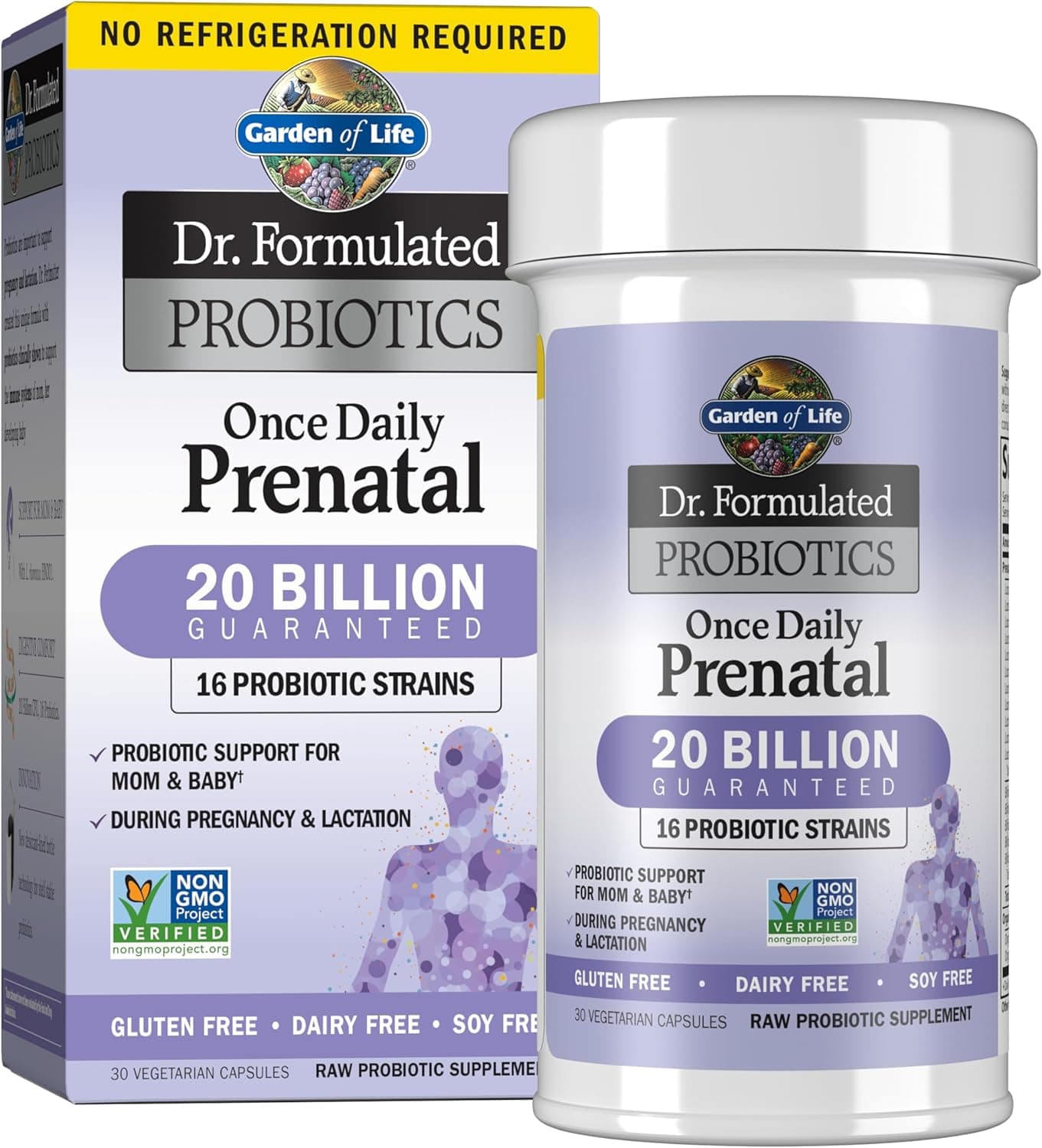 Garden of Life Dr Formulated Probiotics Once Daily Prenatal Acidophilus and Bifidobacteria Probiotic Support for Mom and Baby Gluten Dairy and SoyFree 30 Vegetarian Capsules