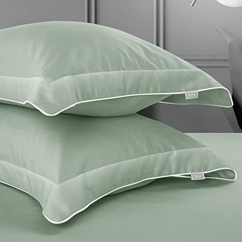 Spread Spain Italian Cotton Standard Pillow Cases Set of 2 Super Soft and Breathable Envelope Closure Pillowcases 18" x 27" Inches Standard Size with 500 Thread Count Mint