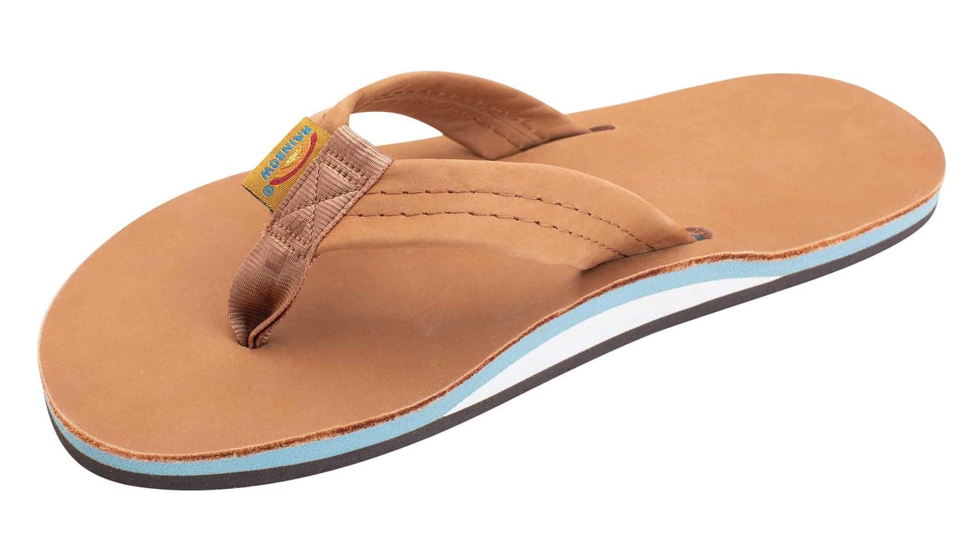 Rainbow Sandals Mens Single Layer Classic Leather Sandal TanBlue Mens XLarge 1112 BM US