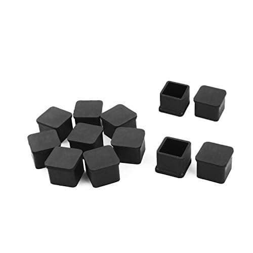 SpzcdZa 1 inch x1 inch Rubber Square Feet Furniture Table Chair Leg Foot Cover Caps Chair Leg Floor Protectors, Wood Floor Protector 1" x 1" 12pcs Black