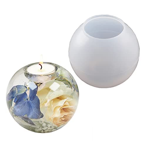 KuAoyoja Round Silicone Molds for Resin, Tealight Candle Holder Molds for Epoxy Casting Resin Candlestick for DIY Crafts Jewelry Box, Trinket Container, Candy Box Home Table Decoration (Round)