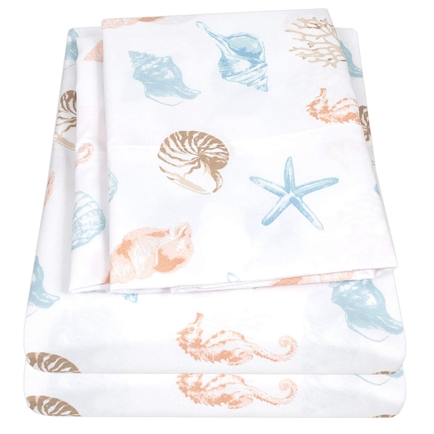 1500 Supreme Kids Bed Sheet Collection Fun Colorful and Comfortable Boys and Girls Toddler Sheet Sets Deep Pocket Wrinkle Free Soft and Cozy Bedding Twin Seashells
