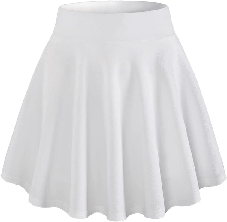 ALYNE Girl's/Women's Classic Stretchy All Time Classy Flared Skater Skirt (M, White)