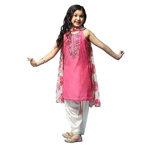 Biba Cotton Salwar Suit Girl Solid Relaxed Kid(Kw4977_Pink_2 Years-3 Years)