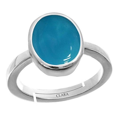 Clara Turquoise Firoza 3cts or 3.25ratti Stone Silver Adjustable Ring for Women