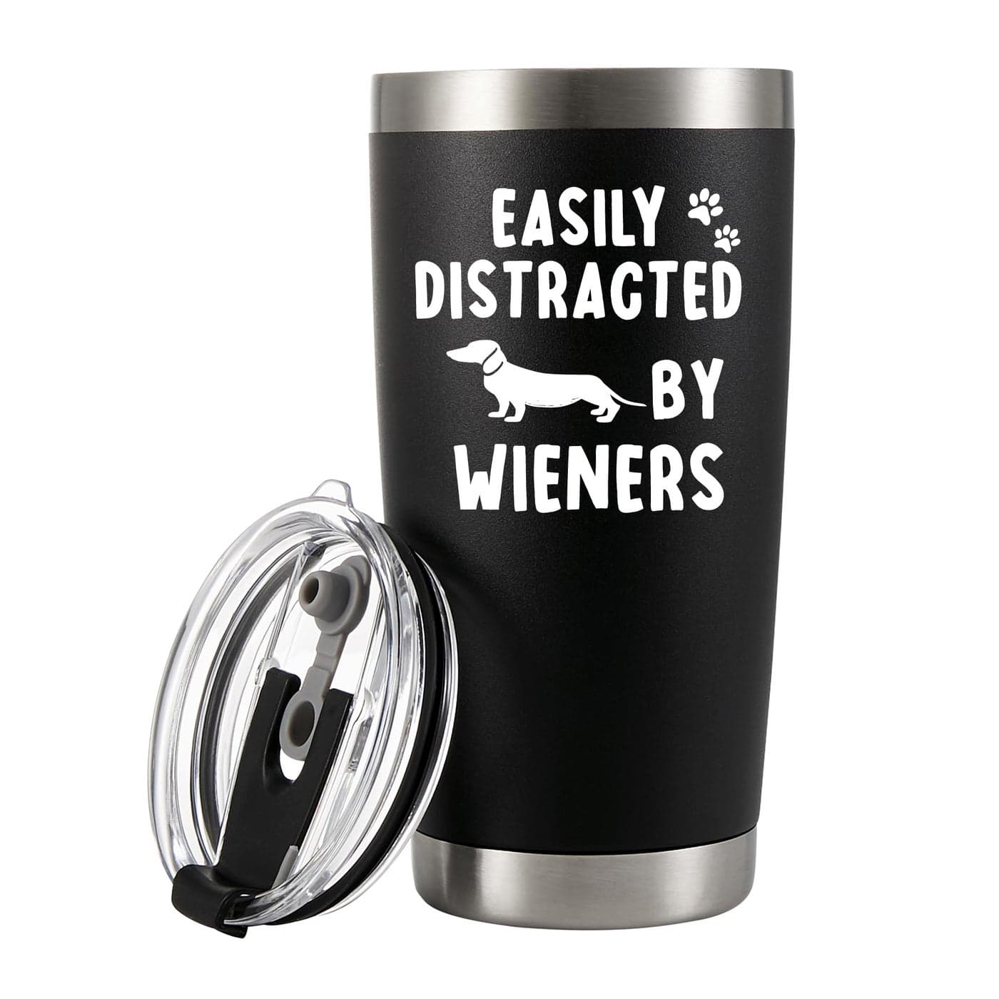 Easily Distracted By Wieners Tumbler Dachshund Dog Lover Gifts Pet Lover Girlfriend Boyfriend Sister Brother Mom Dad Stainless Steel Vacuum Insulated Tumblers With Lid And Straw Black 20 oz