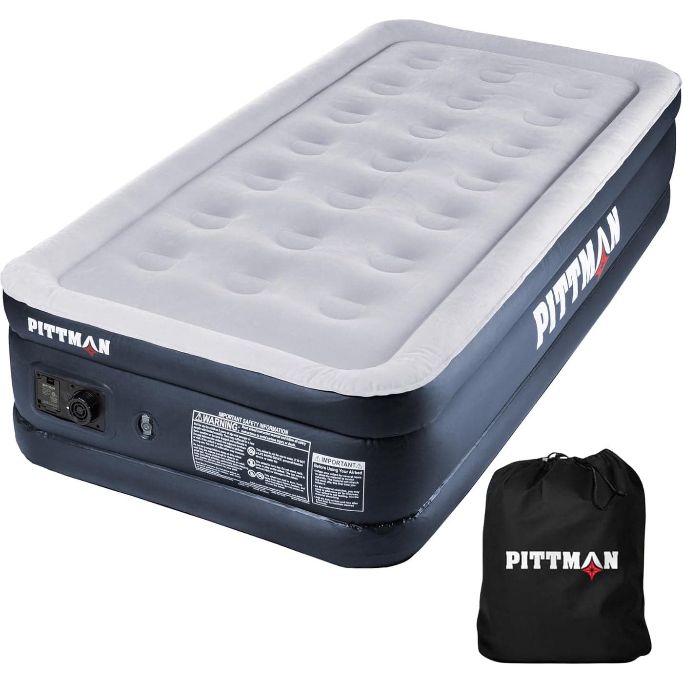 Pittman Air Mattress Twin with Built in Pump Black 18 Double High Twin Air Mattress with Built in Pump That Inflates Deflates Blow Up Mattress is Ideal for Guests or Camping