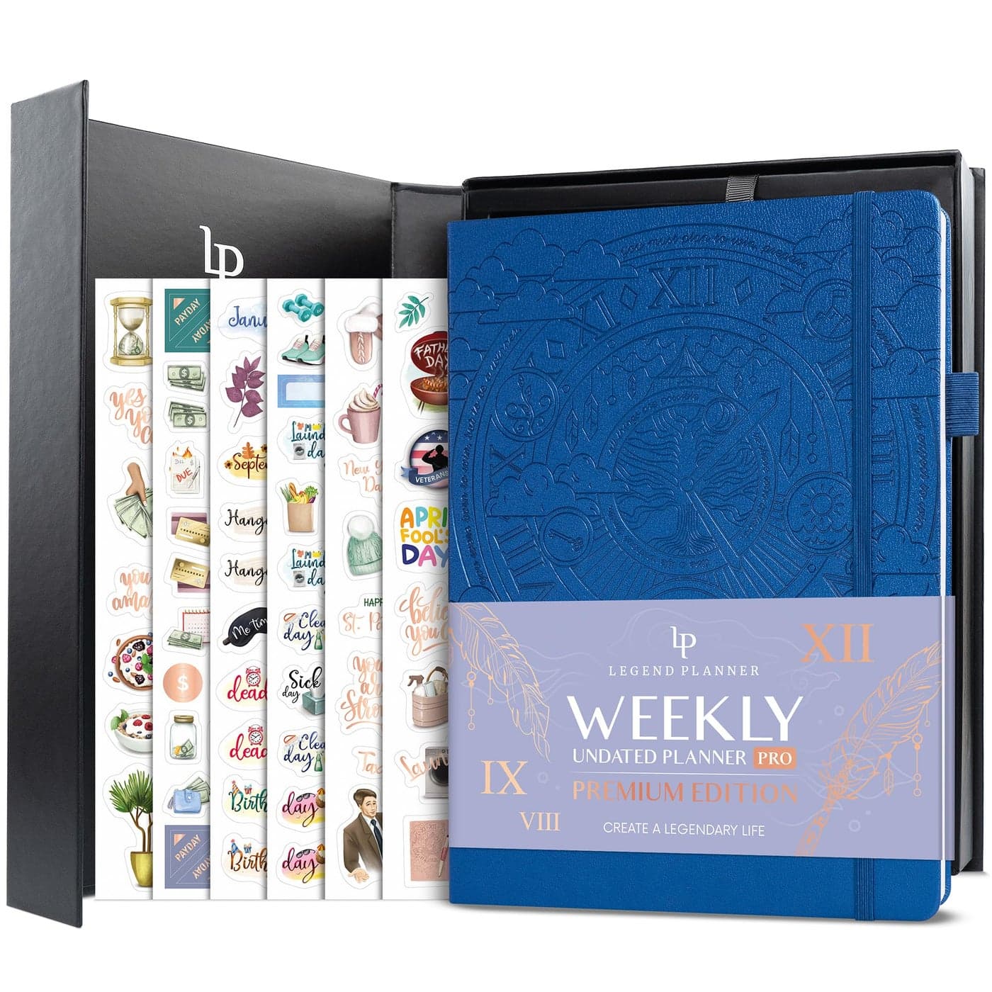 Legend Planner PRO Premium Large Undated Weekly Monthly Budget Planner with Habit Tracker Life Organizer for Time Task Management Goal Setting Productivity A4 size Mystic Blue