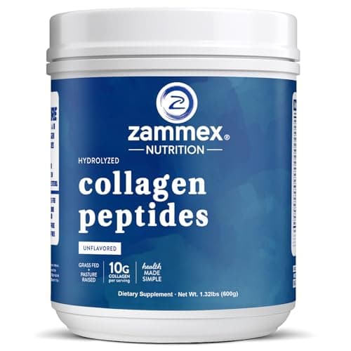 Zammex Premium Collagen Peptides Powder Unflavored,Hydrolyzed Proteins Types I & III, Supports Hair, Skin, Nails, Joints, Grass Fed, Non-GMO, Gluten-Free,Paleo & Keto Friendly,60 Servings