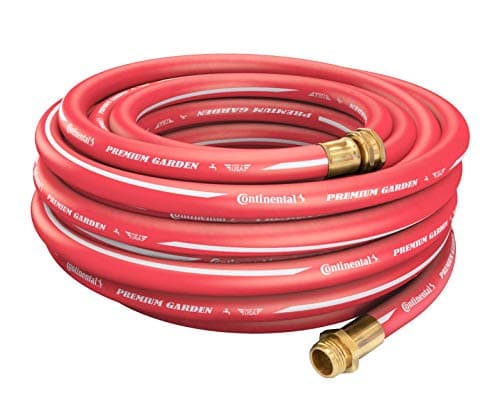Continental Premium Garden Red Heavy Duty Hot Water Garden Hose, 5/8in Inside Diameter x 100ft Length, Male x Female Garden Hose Thread