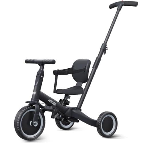 newyoo Toddler Bike Tricycle w Push Handle for 13 Year Old Birthday Gifts and Toys for Boys and Girls Birthday Convertible 5 in 1 Baby Balance Bike Kids Outdoor Riding Toys Black TR007