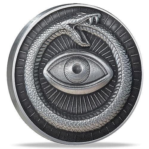 Sun Moon Ouroboros AllSeeing Eye Lucky Coin with 3D Relief Design Unique Challenge Coin