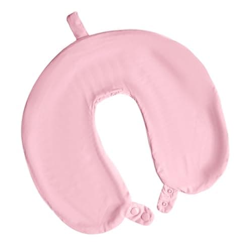 foiesfiuh Neck Pillow Cover – Cooling Ice Silk Travel Pillowcase with Double Snap, Soft, Washable & Lightweight, Fits U-Shaped Travel Pillows – Cover Only, No Pillow Included