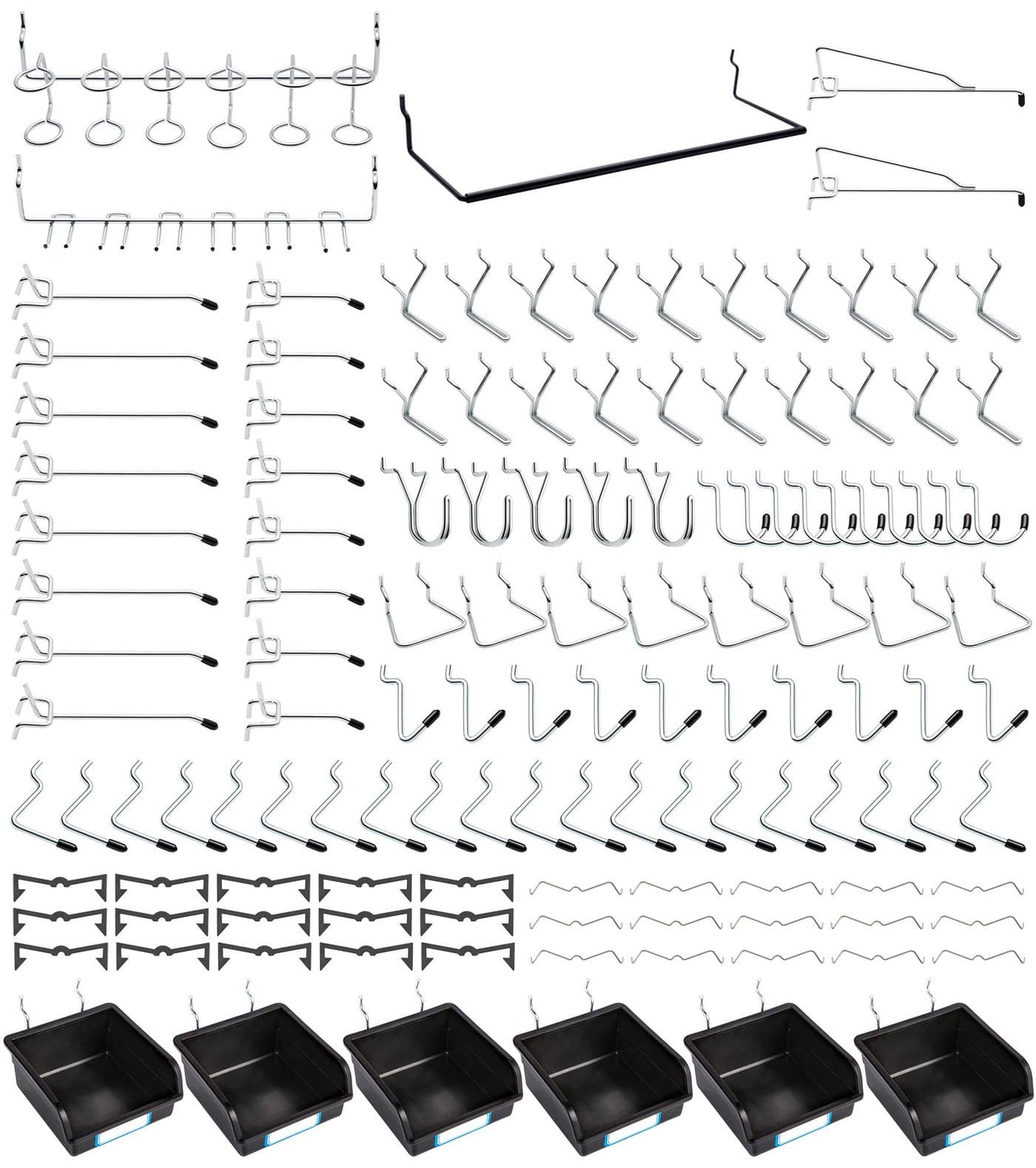 Pegboard Hooks, with Bins, Peg Locks, for Organizing Various Tools, 188 PCS, 80 of Which are Locks