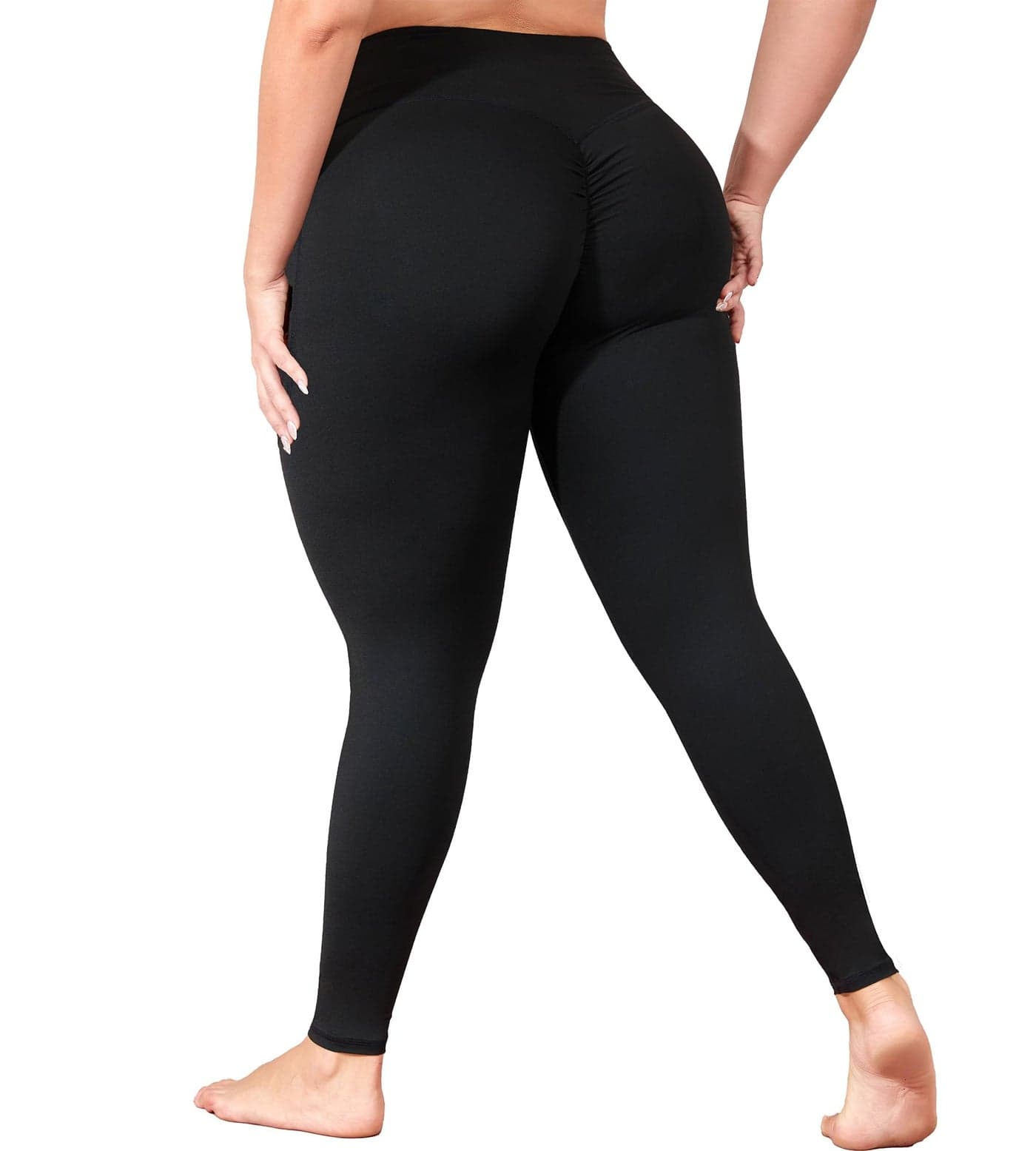 Plus Size Yoga Pants with Pockets, Black Leggings for Women Butt Lift Tummy Control, High Waist Workout Clothes, Soft Booty Leggings for Gym 5X
