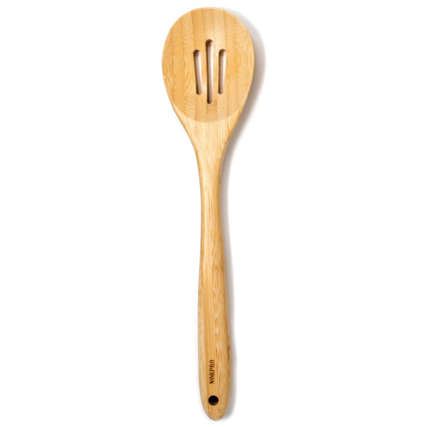 Norpro 12Inch Bamboo Slotted Spoon Shown
