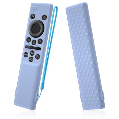 AKSHFETH Remote Cover Compatible with Samsung Remote bn59-01393/bn59-01388 Silicone Case Cover with Lanyard (Glow Blue)