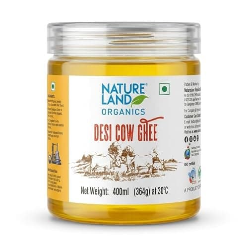 Natureland Organics Premium Cow Ghee 400 Ml - 100% Organic Indian Desi Cow Ghee