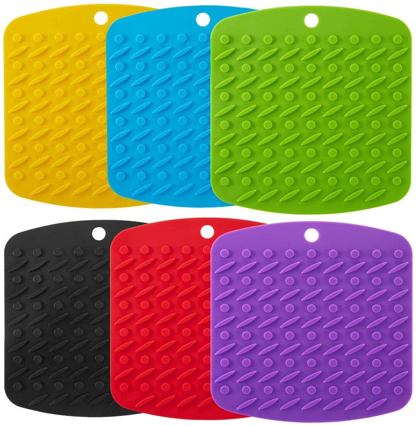 P-Plus International Silicone Trivets Multi-Purpose Silicone Pot Holders, Spoon Rest Table Mat Insulated Flexible Durable Sqaure Pack of 6 Multi 18 * 17cm