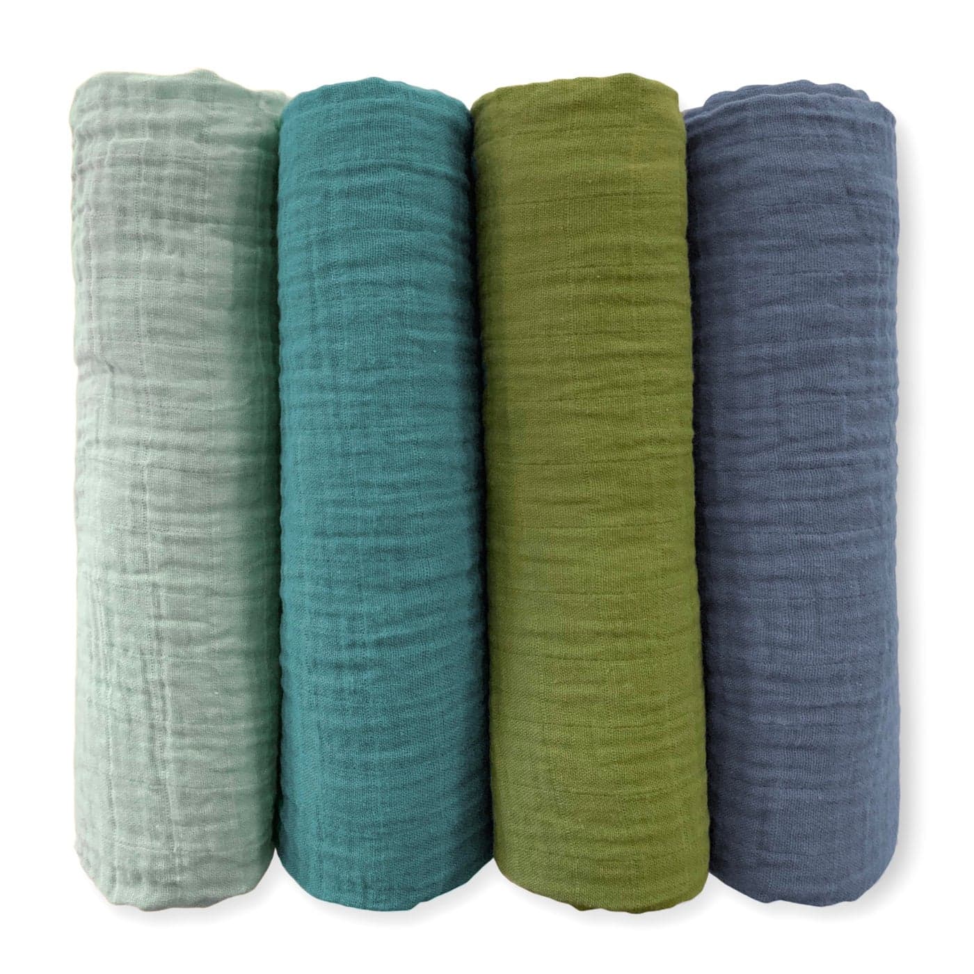 SwaddleDesigns Cotton Muslin Swaddle Blankets for Baby Boy Baby Girl Set of 4 Neutral Receiving Blankets for Newborn Baby Registry Gift 46x46 inches Cascadia