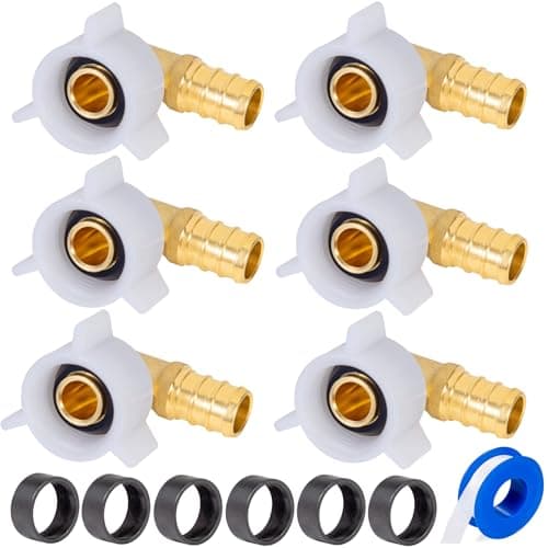 Breezliy PEX 1/2" x 1/2" NPT Female Threaded Swivel Elbow NPSM Brass Crimp Fittings, Pex Fittings 1/2 inch 90 Degree Swivel Female Adapter For RV Pex Faucet Connector(6PCS 1/2" Elbow)