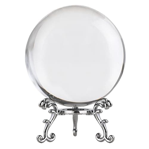 100mm Clear Crystal Ball with Stand, Photography Lensball Prop for Magical Shots, Optical Glass Sphere Decorative Balls Gifts for Meditation Divination