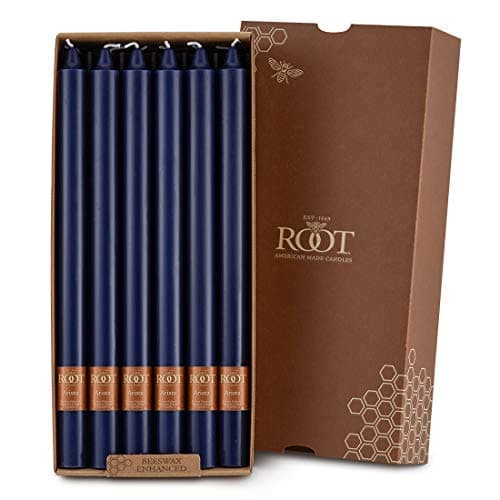 Root Candles Unscented Dinner Candles Premium Beeswax Blend Boxed Candle Set, 12-Inch, Abyss, 12-Count