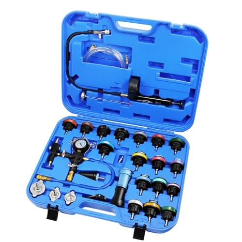 JIFETOR Radiator Pressure Leakage Tester Vacuum Cooling System Purge Coolant Refill Tool Kit 28PCS Universal Automotive Water Tank Leak Test Detector Pneumatic Vacuum Coolant Change Set