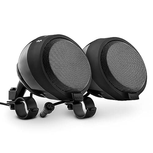 DS18 RYDERBT Amplifier Full Range Motorcycle Speakers - Water Resistant Bluetooth Speakers 120 Watts - Amplified Handlebar Mounted Audio Pods - USB Port for Music & Charging - Pair
