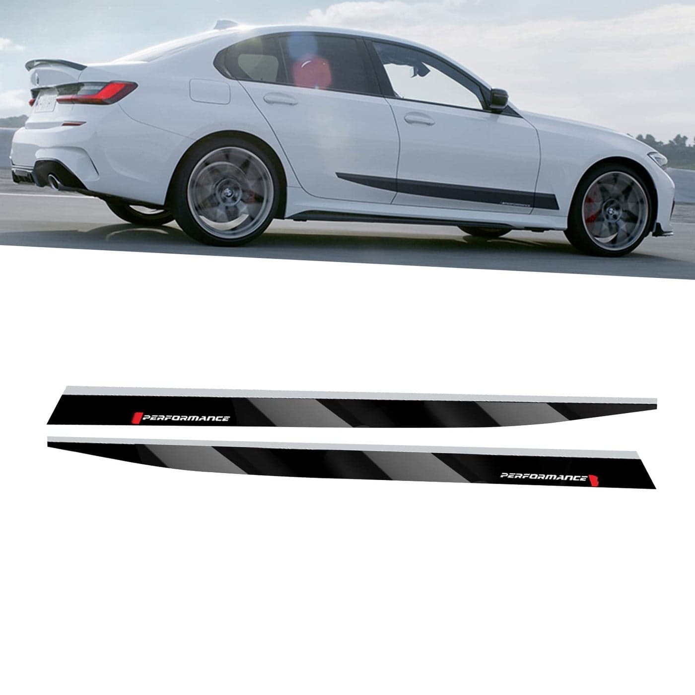x xotic tech 2pcs MPerformance Auto Car Body Side Skirt Stripe Trim Lower Door Sill Panel Decal Vinyl Sticker Compatible with BMW G20 Glossy Black