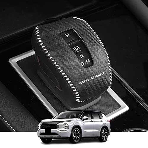 Kakash Custom Interior Accessories for Mitsubishi Outlander 2022 2023 2024 Outlander PHEV 2023 2024 Leather Automatic Gear Shift Knob Cover,Transimission Boots Shift Lever Leather Sheath(Carbon Fiber)
