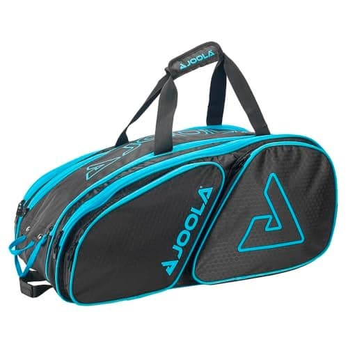 JOOLA Tour Elite Pickleball Bag – Backpack & Duffle Bag for Paddles & Pickleball Accessories – Thermal Insulated Pockets Hold 4+ Paddles - Includes Fence Hook Black/Light Blue