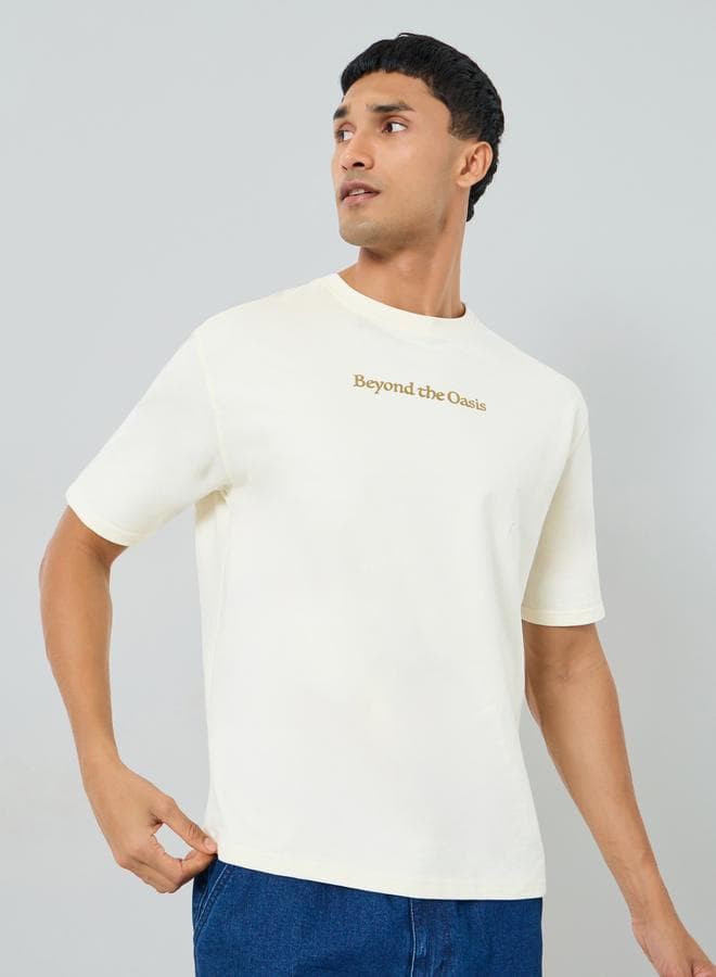 Men Oversized Camel Graphic T-Shirt