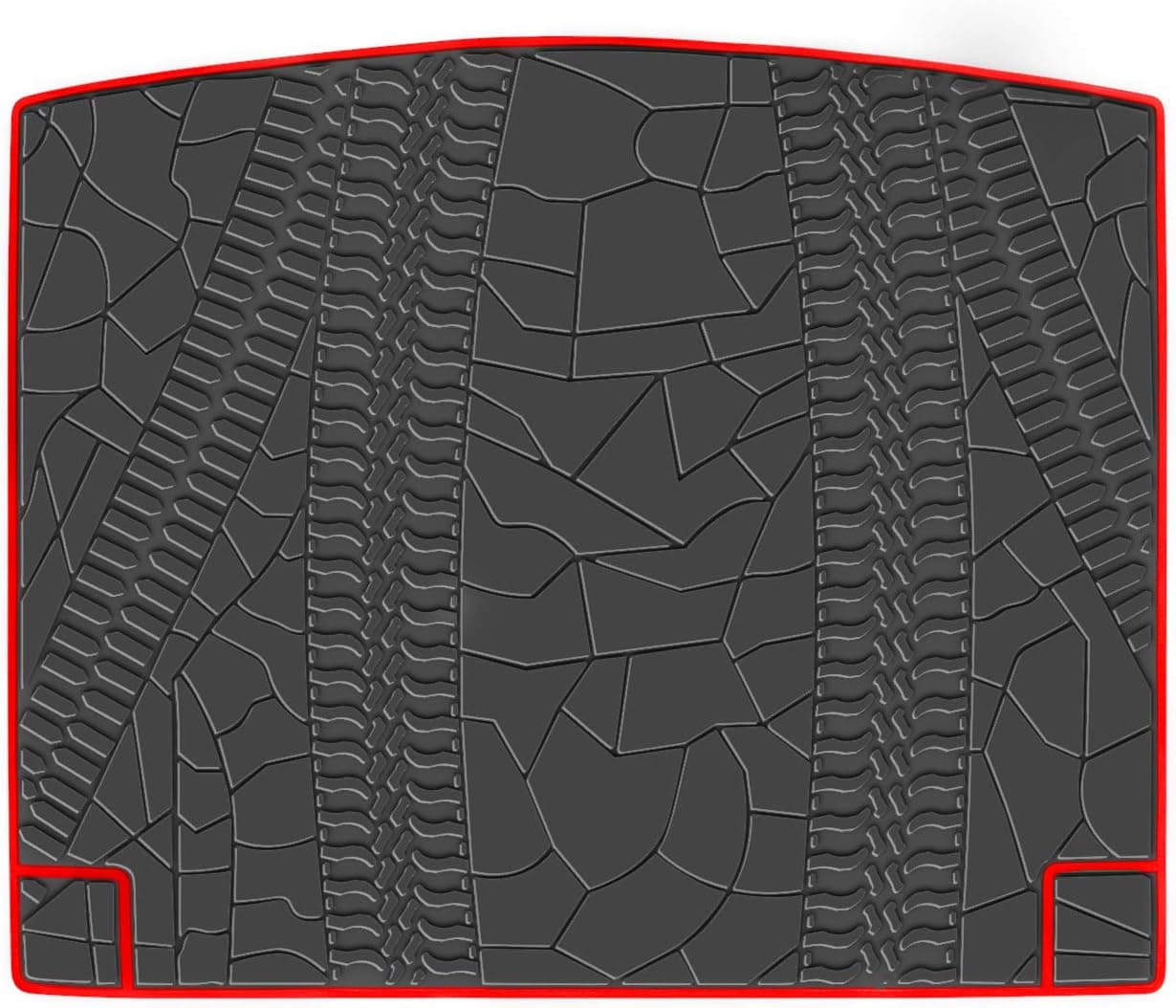 San Auto Custom Fit Trunk Mats for Jeep Compass 2017-2019 - Heavy Duty Black Rubber Cargo Liners with Red Edge