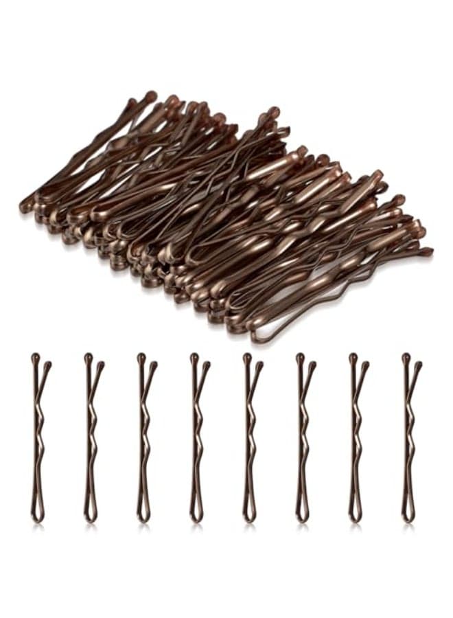 AOZUO Mini Bobby Pins 50PCS 137 Inch Small Curved Hair Pins Metal Wavy Hairpins Hair Accessories for Women Gilr Kids Wedding Hairstyles Buns Long Straight Curly Hair All Hair TypesBrown