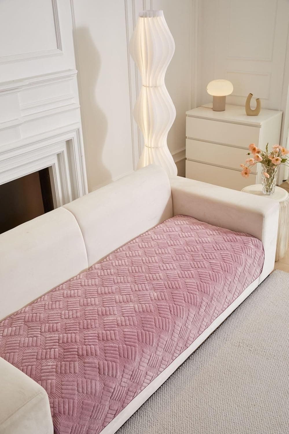 HOMETHREADS Innovative Premium Velvet Sofa Cover Mat with PVC Backing for Non-Slip Comfort (L_Move, 3 Seater | 70x180cm)